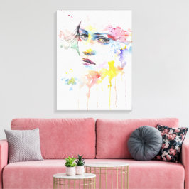 Lienzo Hermosa pintura acuarela de una mujer