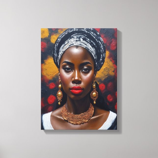 Lienzo Hermosa pintura africana de mujeres negras (Anverso)