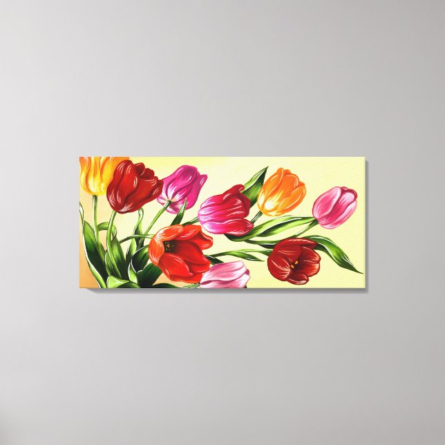Lienzo Hermosa pintura de Tulipanes (Anverso)