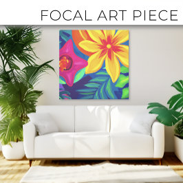 Lienzo Hermosa pintura tropical floral