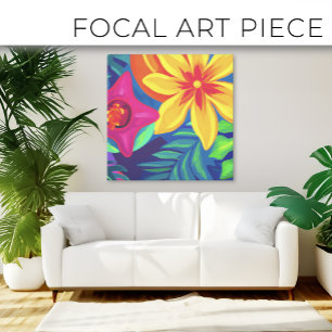 Lienzo Hermosa pintura tropical floral