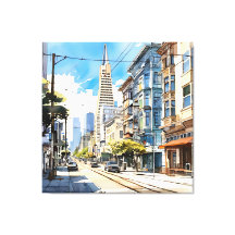 Hermosa pluma y boceto de tinta de San Francisco