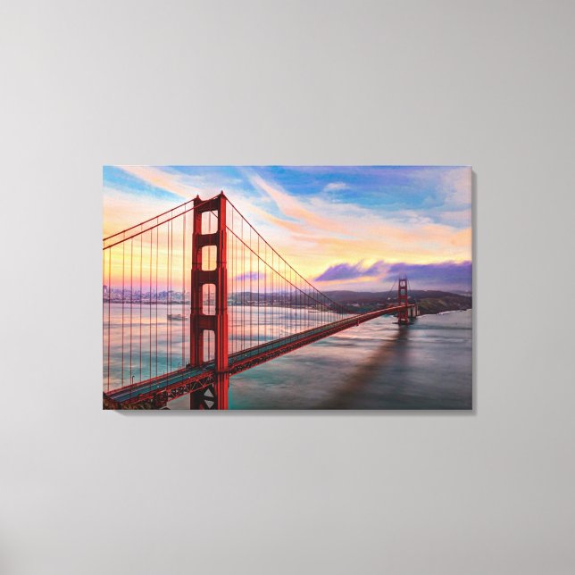 Lienzo Hermosa puesta de sol de invierno en el puente Gol (Anverso)