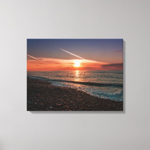 Lienzo Hermosa puesta de sol en el mar. Batumi Georgia