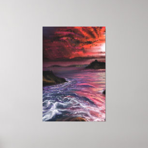 Lienzo Hermosa puesta de sol en el mar - Resumen de pintu