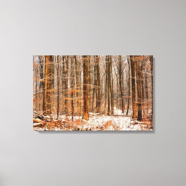 Lienzo Hermosa selva de invierno con nieve (Anverso)