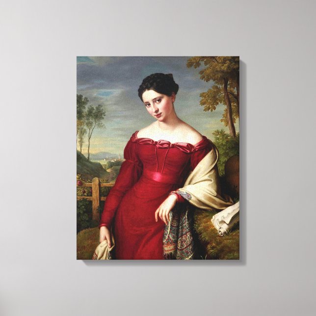 Lienzo Hermosa Señora Vintage En Rojo (Anverso)