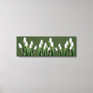 Lienzo Hermosa tulipán blanco flor verde floral moderna