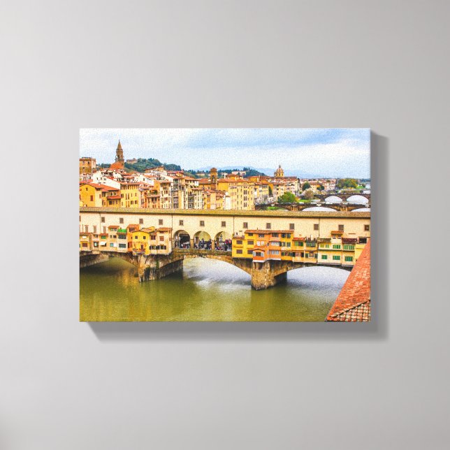 Lienzo Hermosa vista del Ponte Vecchio, Florencia, Italia (Anverso)