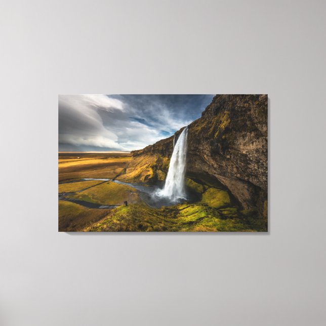 Lienzo Hermosa vista paisajística de Seljalandsfoss (Anverso)