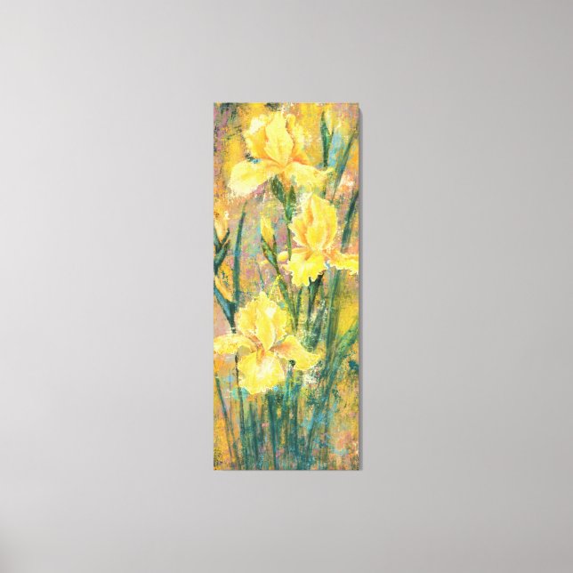 Lienzo Hermosas flores de iris amarillo - Pintura origina (Anverso)