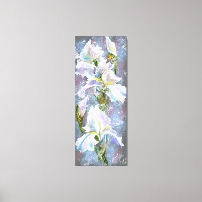 Lienzo Hermosas flores de iris blanco - Pintura original (Anverso)
