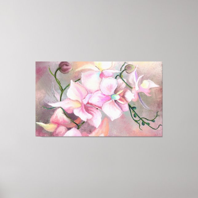 Lienzo Hermosas flores de orquídeas rosadas - Pintura ori (Anverso)
