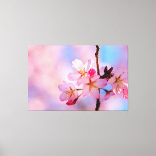 Lienzo Hermosas Flores De Sakura En Una Twig Vertical