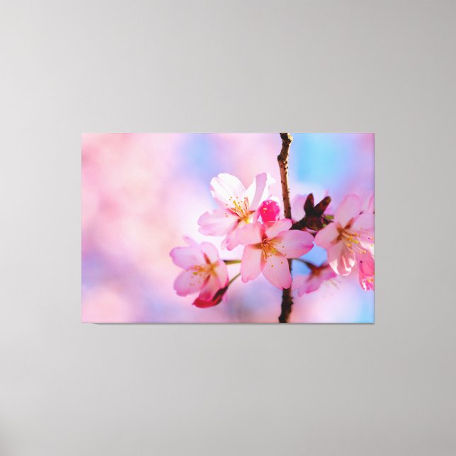 Lienzo Hermosas Flores De Sakura En Una Twig Vertical (Anverso)