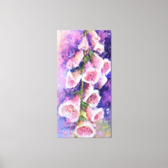 Lienzo Hermosas flores moradas rosadas - Pintura original (Anverso)
