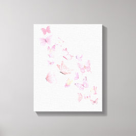 Lienzo Hermosas Mariposas Rosadas - Lona Enmarcada
