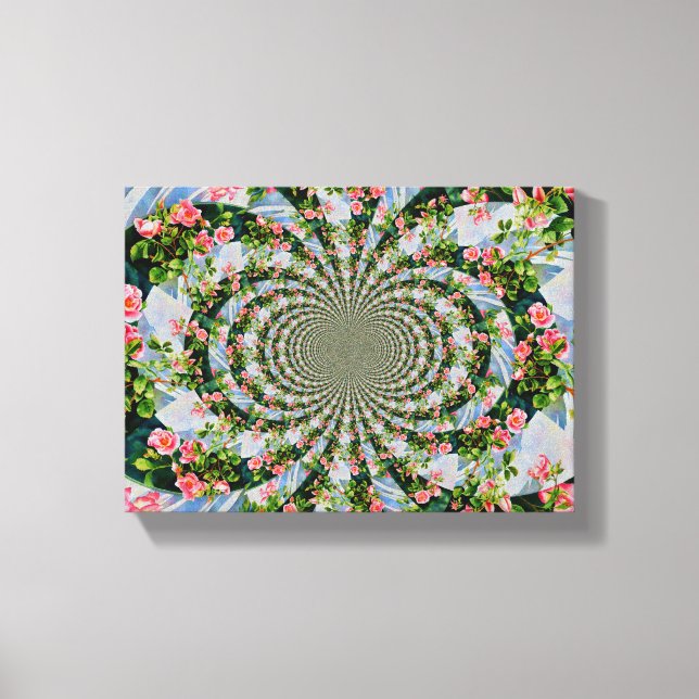 Lienzo Hermosas rosas rojas rosadas retro acuarela floral (Anverso)