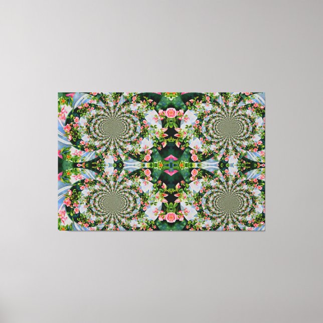 Lienzo Hermosas rosas rojas rosadas retro acuarela floral (Anverso)