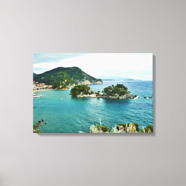 Lienzo Hermosas vistas de la isla de Parga, Grecia (Anverso)