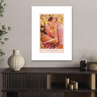 Lienzo Hermoso Amor Guion Rosa Borde Foto de Boda