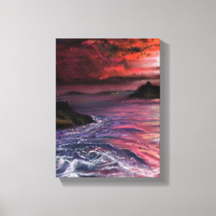 Lienzo Hermoso atardecer en el mar - Pintura original abs
