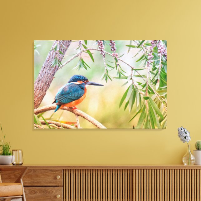 Lienzo Hermoso ave de Kingfisher en una capa de árbol (Insitu (Sala de estar))