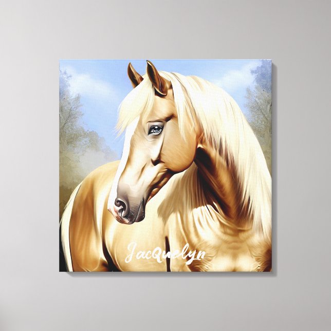 Lienzo Hermoso caballo de Palomino (Anverso)