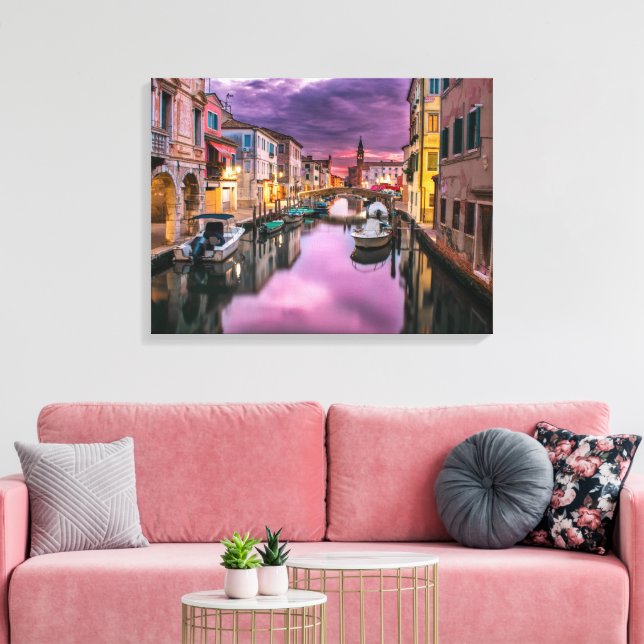 Lienzo Hermoso canal con edificios y barcos (Insitu (Sala de estar))