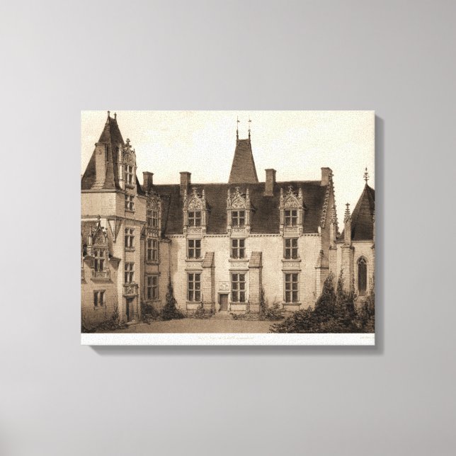 Lienzo Hermoso castillo francés en tonos sepia (Anverso)