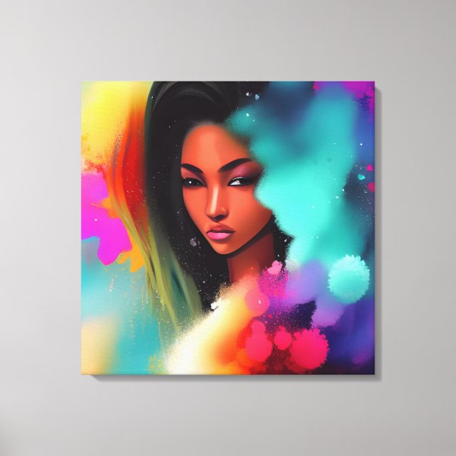 Lienzo Hermoso chica de ébano abstracto (Anverso)