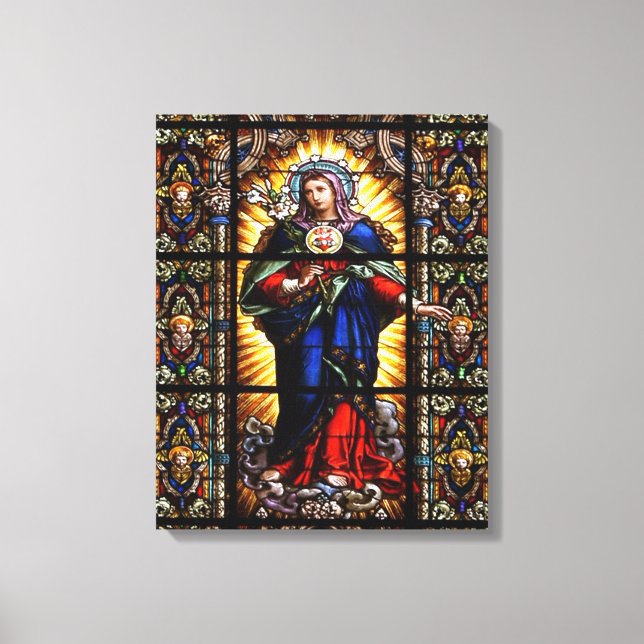 Lienzo Hermoso Corazón Sagrado Religioso de la Virgen Mar (Anverso)