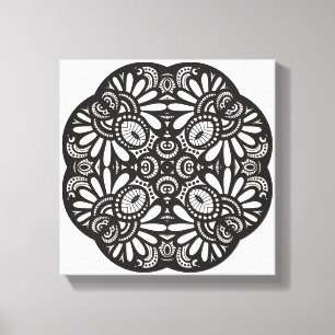 Lienzo Hermoso Deco Black Square Doodle 6