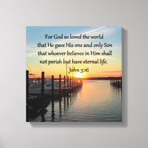 LIENZO HERMOSO DISEÑO DE FOTOGRAFÍAS JOHN 3:16 SUNSET