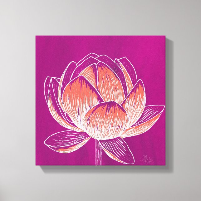 Lienzo Hermoso Diseño Flor Lotus No. 2 (Anverso)