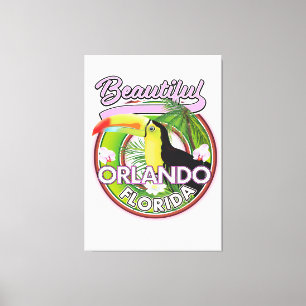 Lienzo Hermoso logo de viaje a Miami Orlando