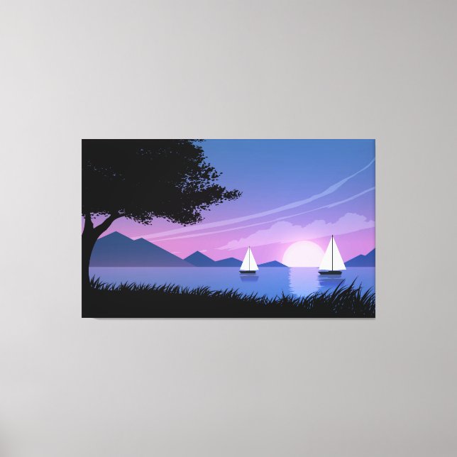 Lienzo Hermoso paisaje de atardecer (Anverso)