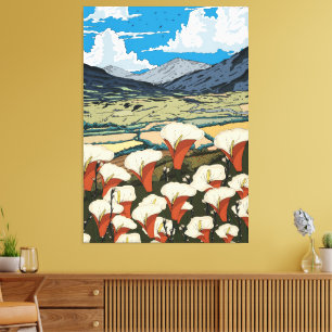Lienzo Hermoso paisaje de pradera de flores silvestres