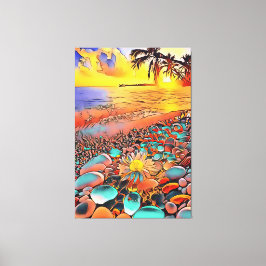Lienzo Hermoso paisaje de puesta de sol en pintura de art