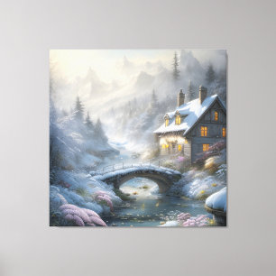 Lienzo Hermoso paisaje invernal moderno de nieve