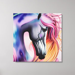 Lienzo Hermoso Pastel Unicornio Horse Triptych