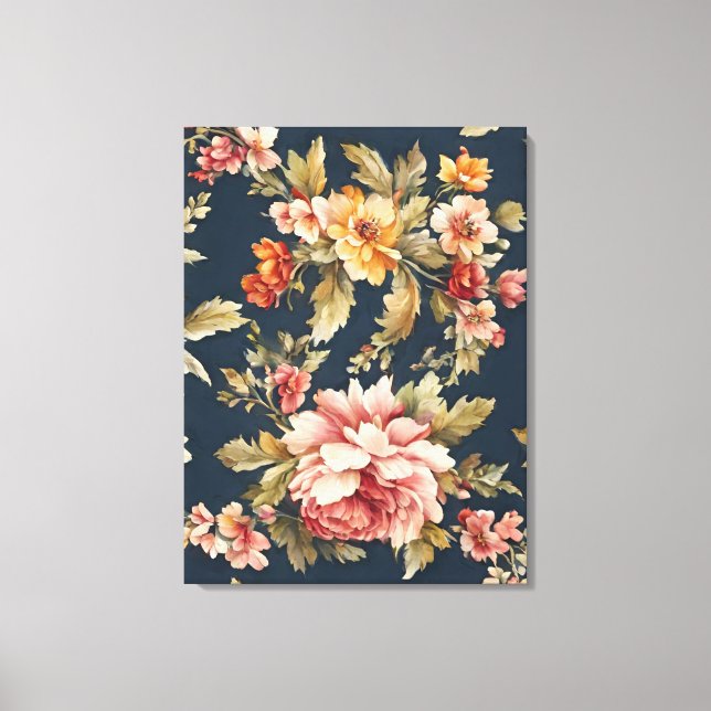 Lienzo Hermoso patrón floral italiano (Anverso)