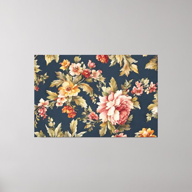 Lienzo Hermoso patrón floral italiano (Anverso)