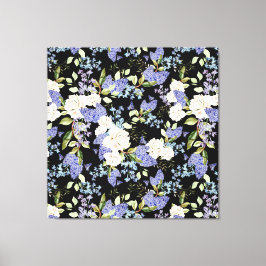 Lienzo Hermoso patrón floral rosas iris rosa azul