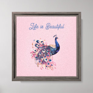 Lienzo Hermoso pavo real azul rosa azul marino