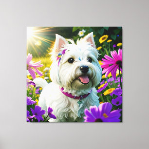 Lienzo Hermoso Perro Cachorro Oeste Terrier Dos