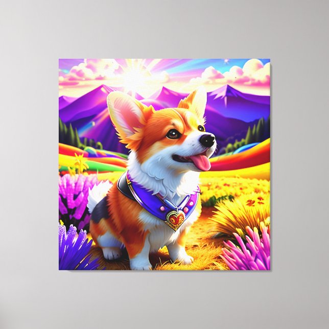 Lienzo Hermoso Perro Corgi Uno (Anverso)