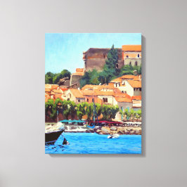 Lienzo Hermoso puerto de Collioure en azul verde naranja