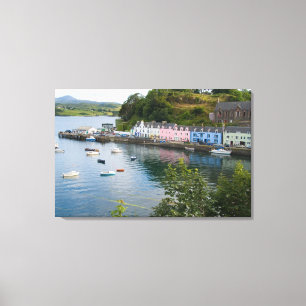 Lienzo Hermoso puerto y veleros con reflectores en 2