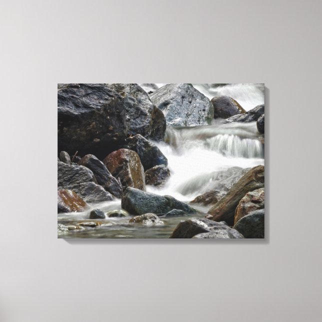 Lienzo Hermoso río embravecido sobre rocas (Anverso)